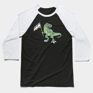 Funny Dinosaur Flag Genderqueer Pride LGBT Gift Baseball T-Shirt